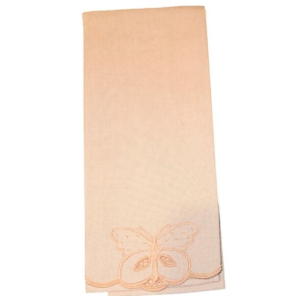Vintage Napkins Linen Variety Embroidered Floral Butterfly 15"x15" Peach Ivory - Picture 2 of 7